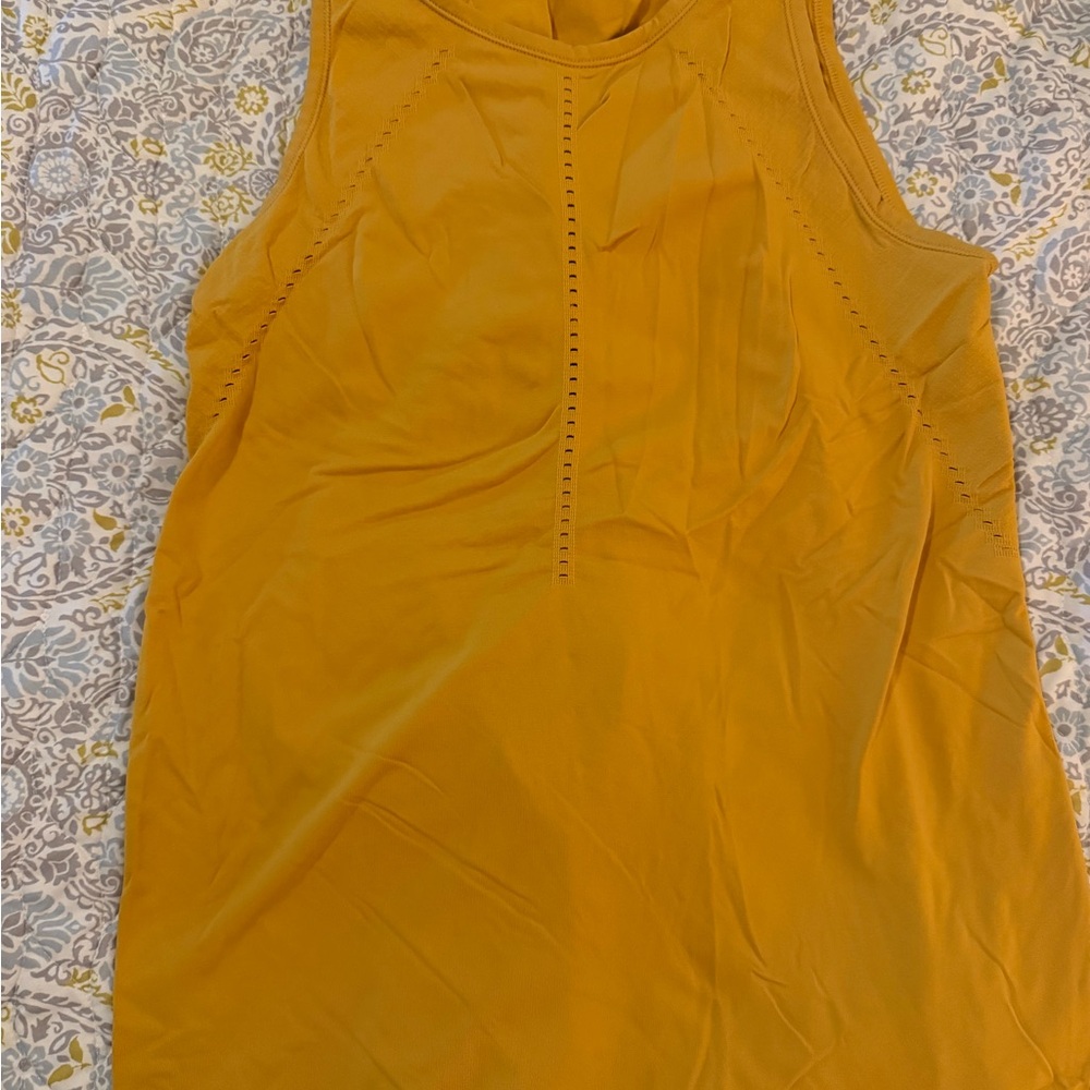 Athleta mustard yellow foothill breathable split back tank top
